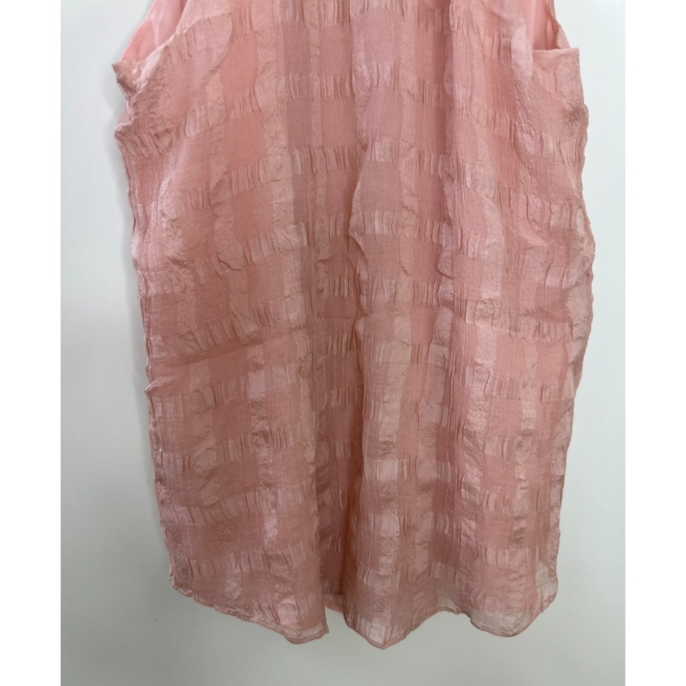 Anthropologie HD in Paris Tender Texture Silk Tank Pink Ruffle Keyhole Top Sz 6 - Picture 10 of 11